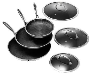 HexClad 6pc Hybrid Cookware Set w/ Lids