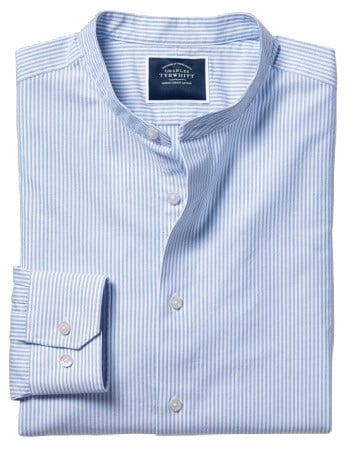Charles Tyrwhitt Collarless Stretch Washed Oxford Shirt