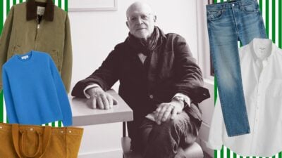 Mickey-Drexler-Surrounded-by-Assorted-Alex-Mill-Menswear-Garments