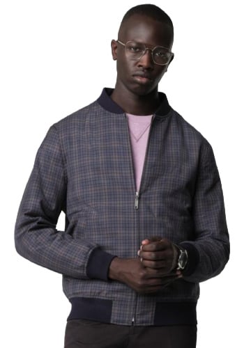 Indochino Paxton Glen Check Light Brown Bomber