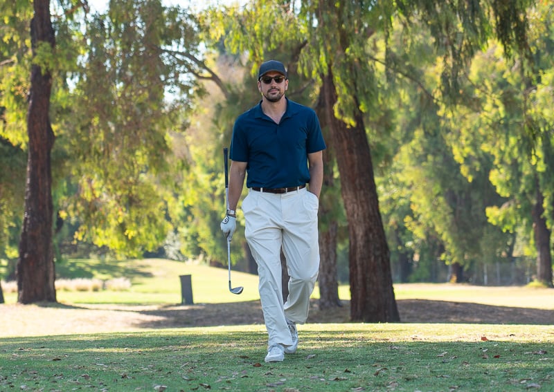 lululemon Fall 2025 Men’s Trousers Haul: My Thoughts 54 Model on golf course in lululemon classic fit pleater trouser