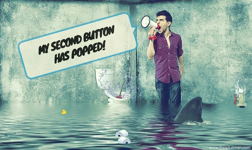 30 Things Every Man Should Do Before Turning Thirty 51 Man in bathroom doing DIY yelling over speaker due to flooding