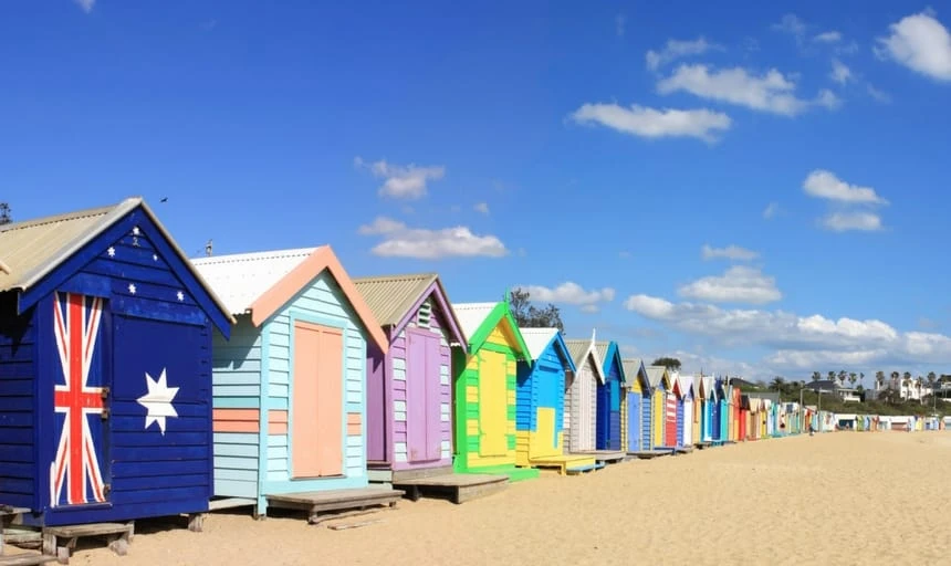 Brighton Beach Bathing Boxes in Melbourne, Australia