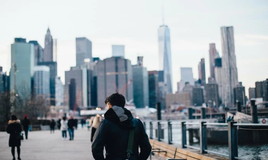 Man walking through New York City