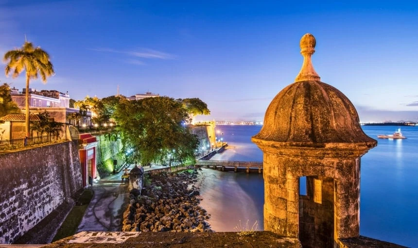San Juan, Puerto Rico Coast at dusk