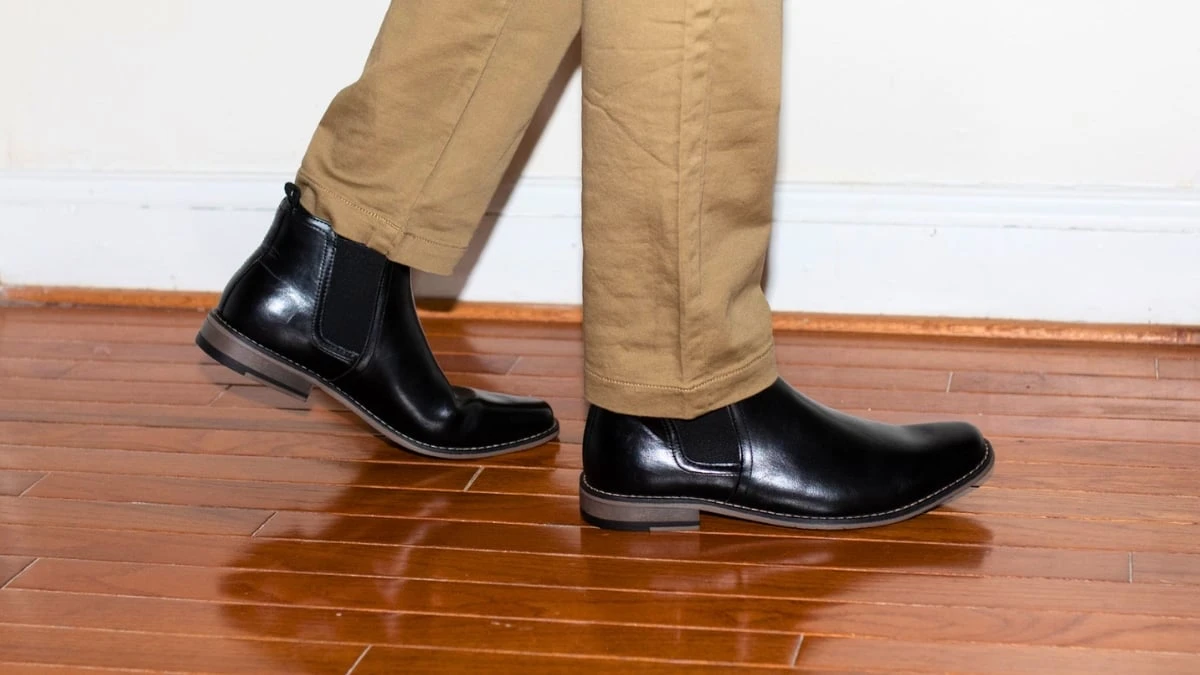 The Adult Man 8 Types of Shoes Every Man Should Own Model in Chelsea Boot Up Close
