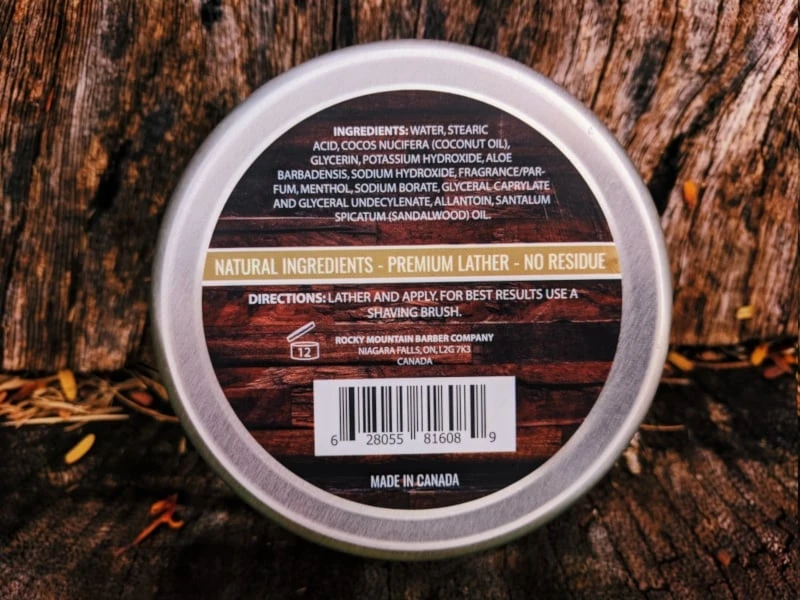 Rocky Mountain Barber Company Sandalwood Shaving Cream Underside