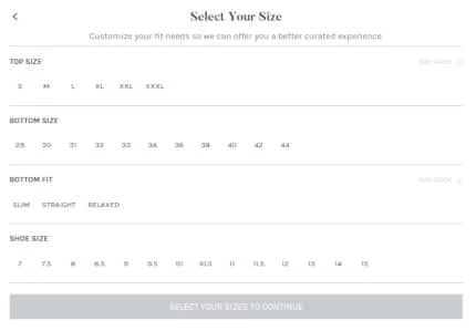 Menlo Club Sign Up Select Size