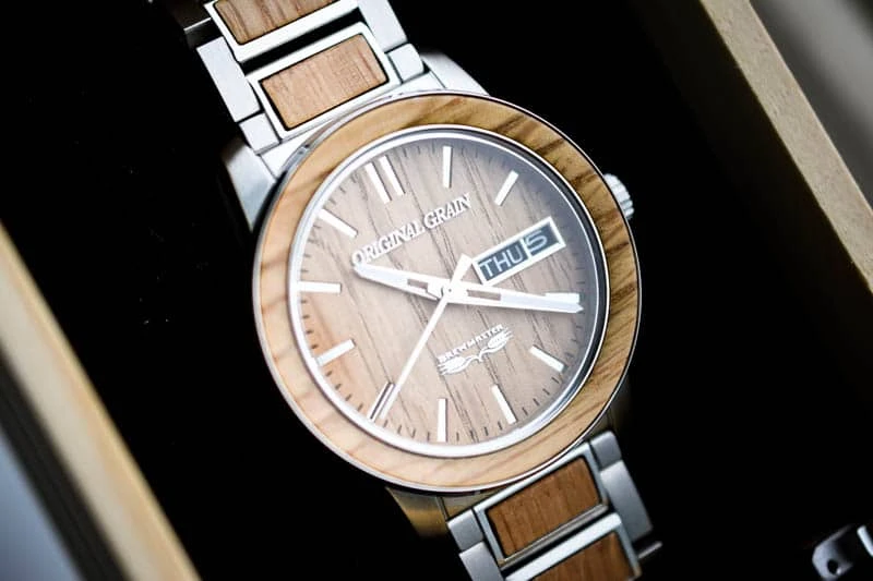 Original Grain barrel brewmaster watch on velvet black background Original Grain barrel brewmaster watch on velvet black background