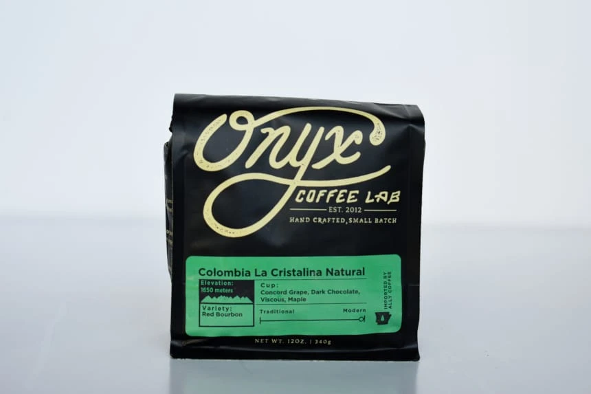 Trade Coffee Review: Level Up your Daily Grind 58 Onyx Coffee Lab Colombia La Cristalina Natural Bag Standing up On White Background