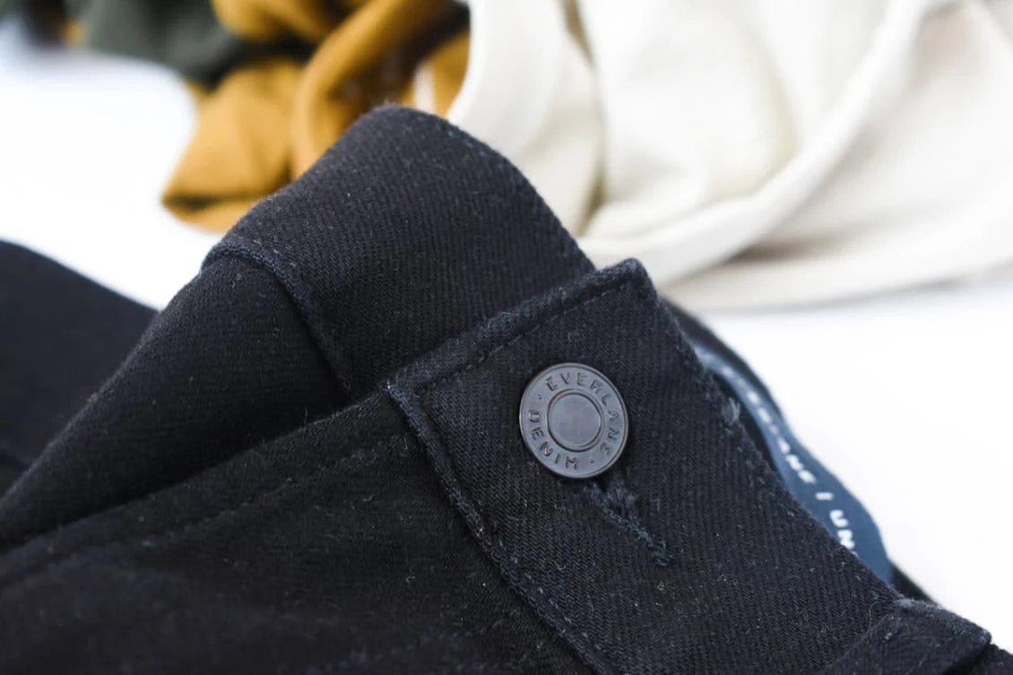 performance jean button closeup