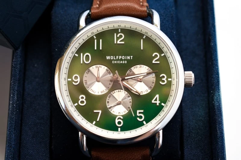 fort dearborn forest green logo dial topdown