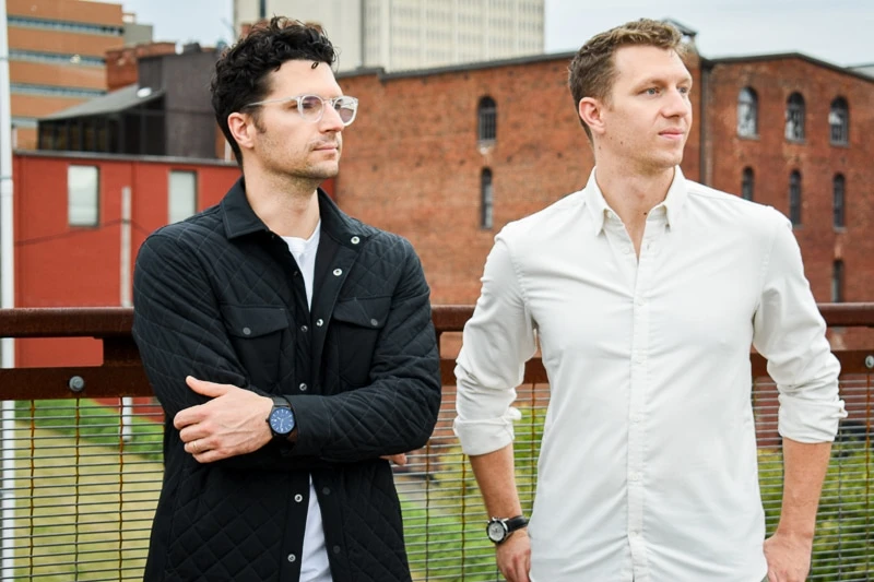 two models white shirt and quilted jacket