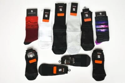 strideline socks haul crew mid ankle white grey black