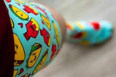 meundies matching underwear and socks taco sauce print