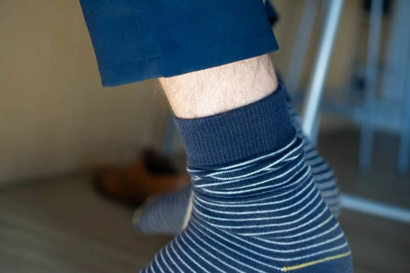 ugly sock rolled down with leg showing ugly sock rolled down with leg showing