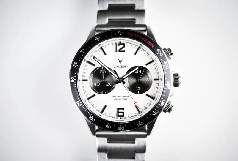 Vincero Apex dial closeup on white background