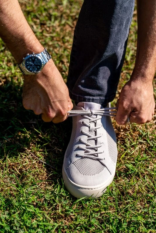 Grey sneakers up close