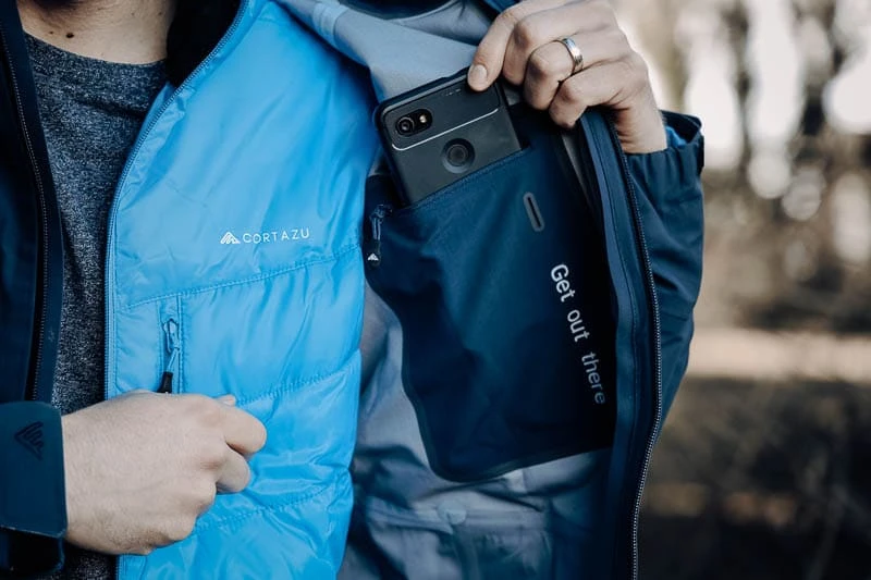 Cortazu Review: Don’t Get Stuck on the Mountain 46 Cortazu mountain hard shell jacket get out there phone pocket