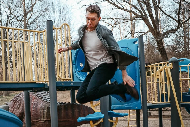 The Perfect Jean Review: I Tried Their Most Popular Denim 46 catching major air in The Perfect Jean