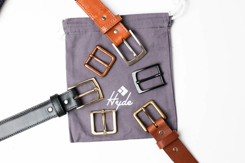 Hyde Belt Co buckles and leather