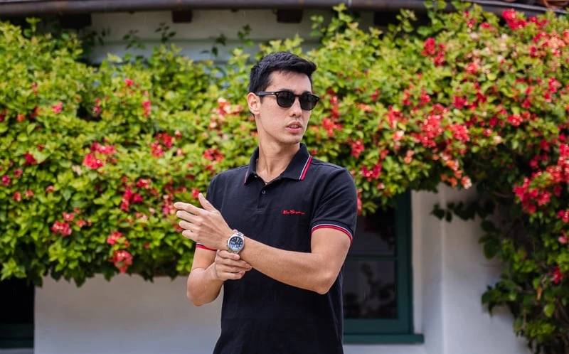Model standing in Signature Polo