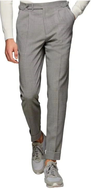Suitsupply Light Grey Pleated Vigo Trousers