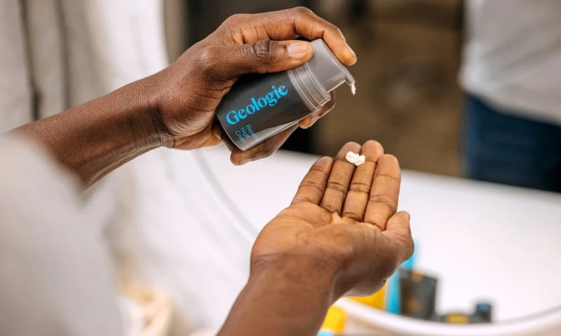 Black man using Geologie Repairing Night Cream