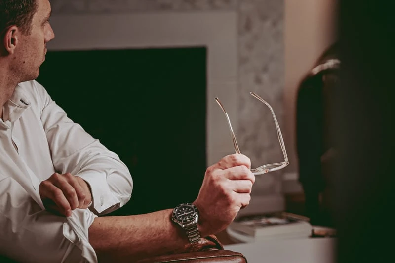 JINS glasses on face