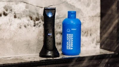 Balls Trimmer Review Balls Trimmer next to Balls Body Wash in Shower