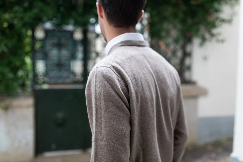 Gobi Cashmere Review: I Tried Their Most Popular Styles 58 Gobi Cashmere basic crew neck sweater close up detail from back