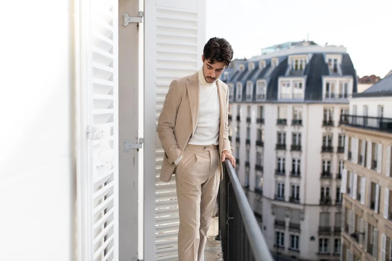 Gobi Cashmere Review: I Tried Their Most Popular Styles 67 Gobi Cashmere basic turtle neck sweater with suit on balcony