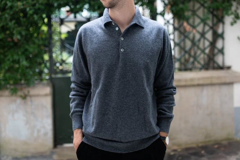 Gobi Cashmere Review: I Tried Their Most Popular Styles 60 Gobi Cashmere polo sweater close up detail