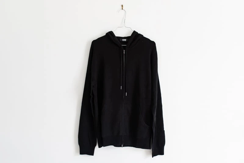 Gobi Cashmere Review: I Tried Their Most Popular Styles 69 Gobi Cashmere zip hoodie on hanger on white background