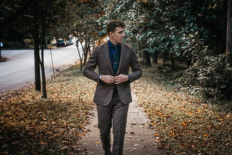 JCrew Ludlow suit on model