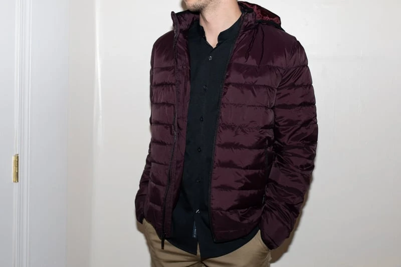 Perry Ellis Review: Men’s Basics Designed for Real Life 62 Perry Ellis Untucked Total Stretch Banded Collar Shirt worn with jacket and chinos