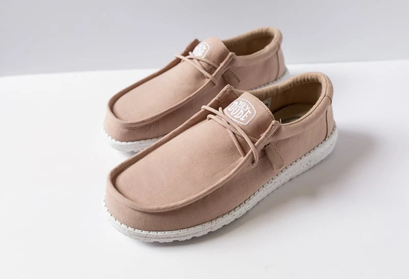 HEYDUDE Shoes Review: I Tried Their Most Popular Styles 55 HEYDUDE Shoes Wally Slub Canvas in tan from side angle