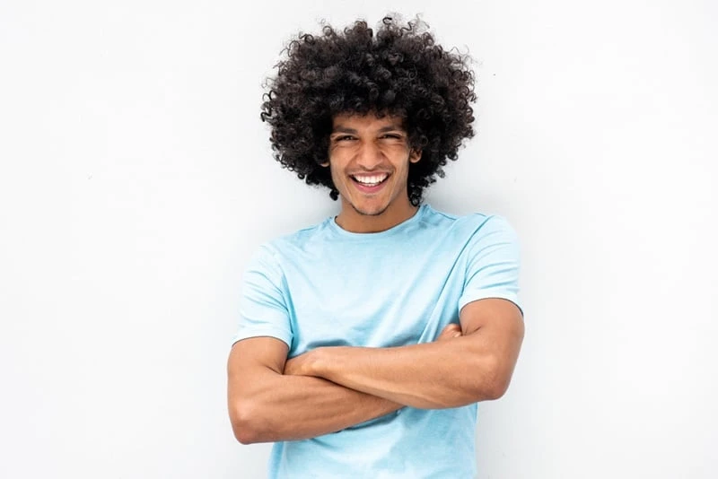 portrait handsome young man afro
