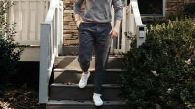 Best Workout Pants for Men Walking Down Stairs in the Lululemon Surge Joggers