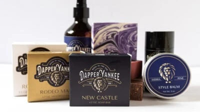 Dapper Yankee Review Bundle shot of Dapper Yankee soaps balm shampoo bar conditioner bar