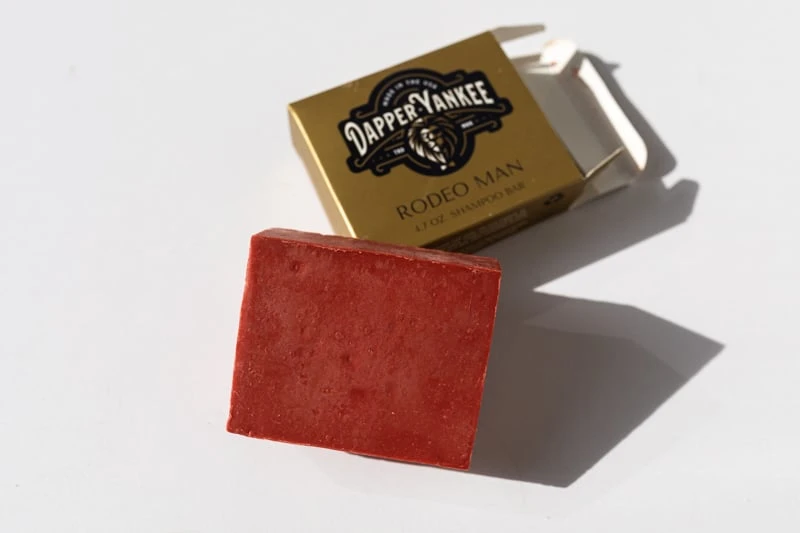 Dapper Yankee Review: Natural Soaps That Are Not Like the Others 77 Dapper Yankee Rodeo Man Shampoo Bar out of box on white background