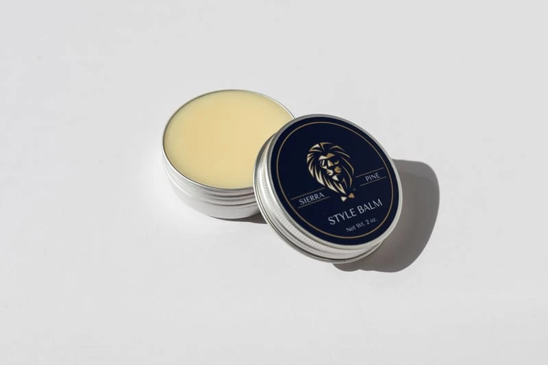 Dapper Yankee Review: Natural Soaps That Are Not Like the Others 84 Dapper Yankee Sierra Pine Hair Style Balm with lid off on white background