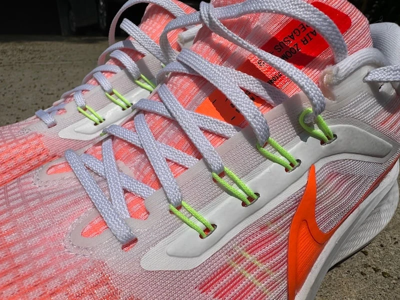 Up close shot of Nike Pegasus 39 Flywire upper mesh