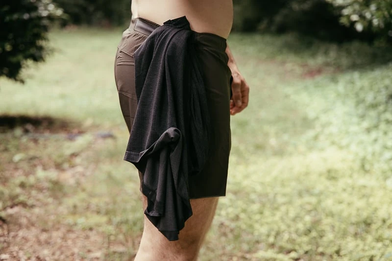 man in lululemon shorts with no top