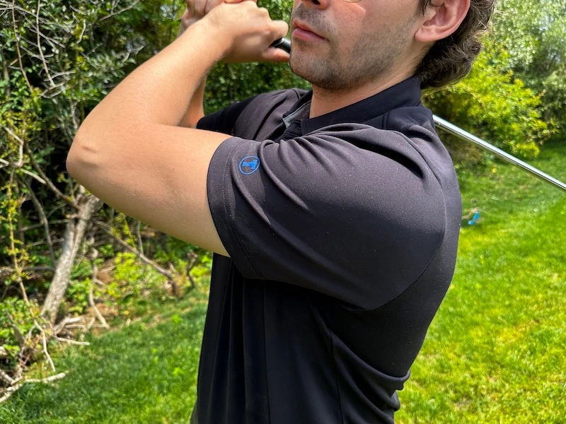 The Adult Man Twillory Performance Polo Up Close