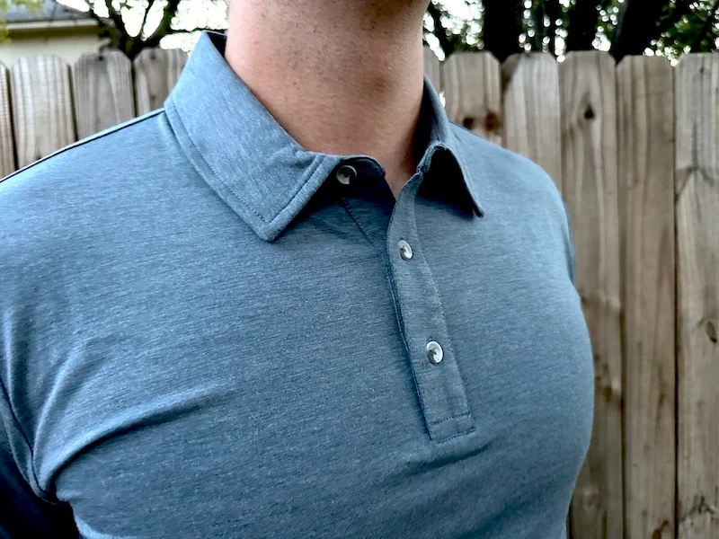 Free Fly men s apparel polo button up close