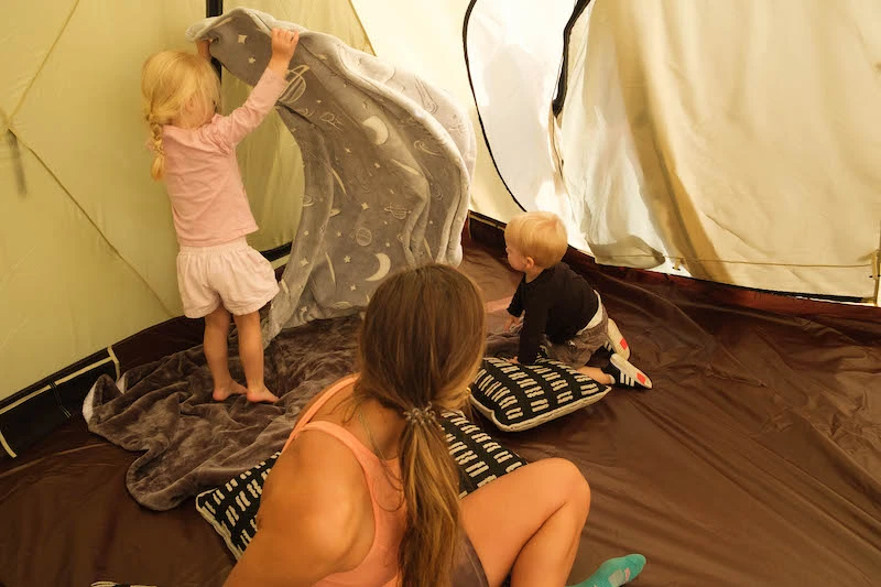 Snow Peak Alpha Breeze tent night time