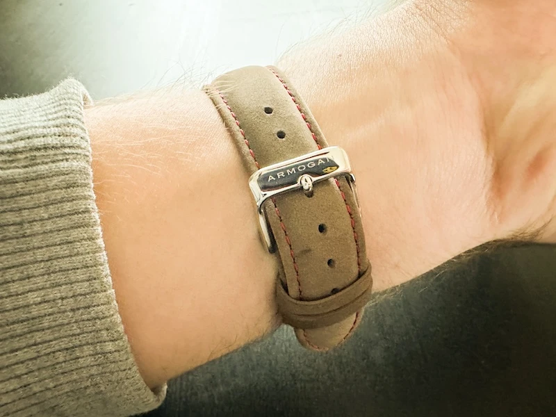 Armogan Watches Regalia Silvered White R87 strap on hand