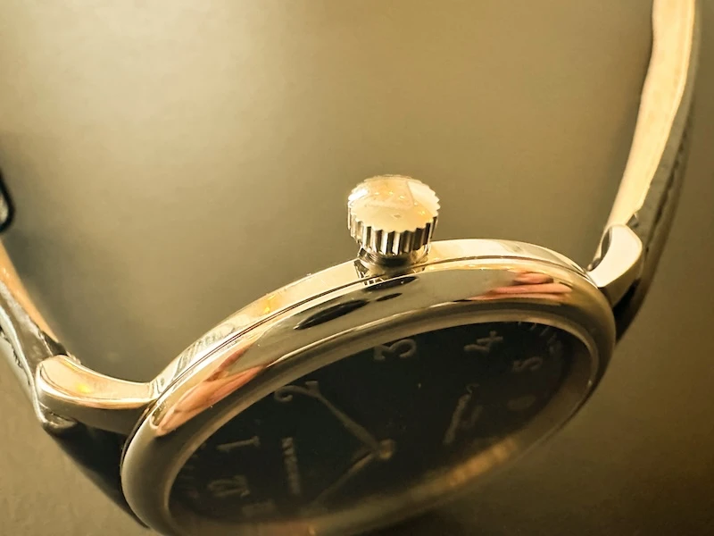 Armogan Watches Sopraffino Grande 38 Silver Black G31 knob