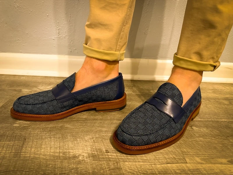 TAFT footwear Fitz Loafer in blue close up side 1